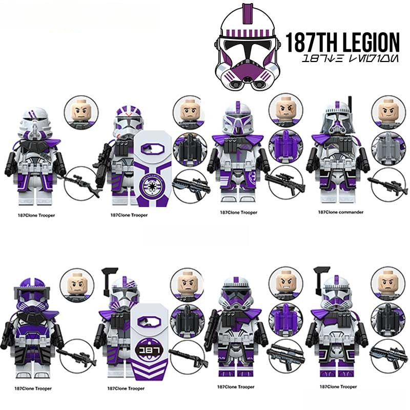 Star Wars Lego Custom Minifigure Set - 187th Legion Clone troopers Set of 8