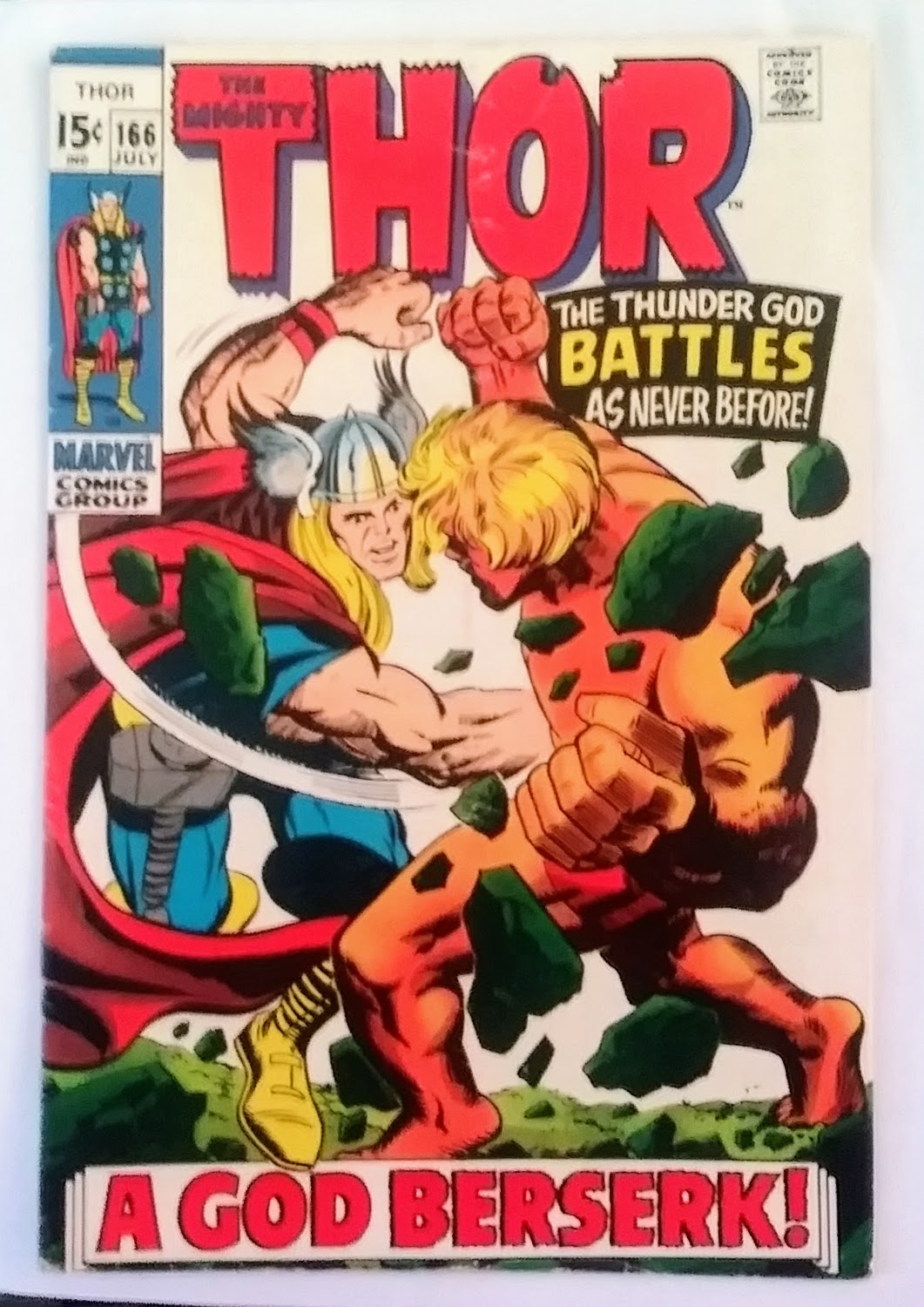 The Mighty Thor #166, Marvel Comics (July 1969, VG-)