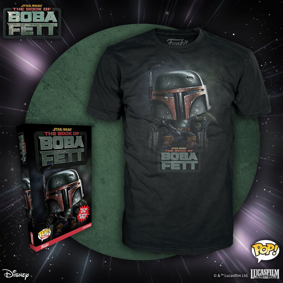 Star Wars May the 4th Boba Fett Adult Boxed Gray Pop! T-Shirt