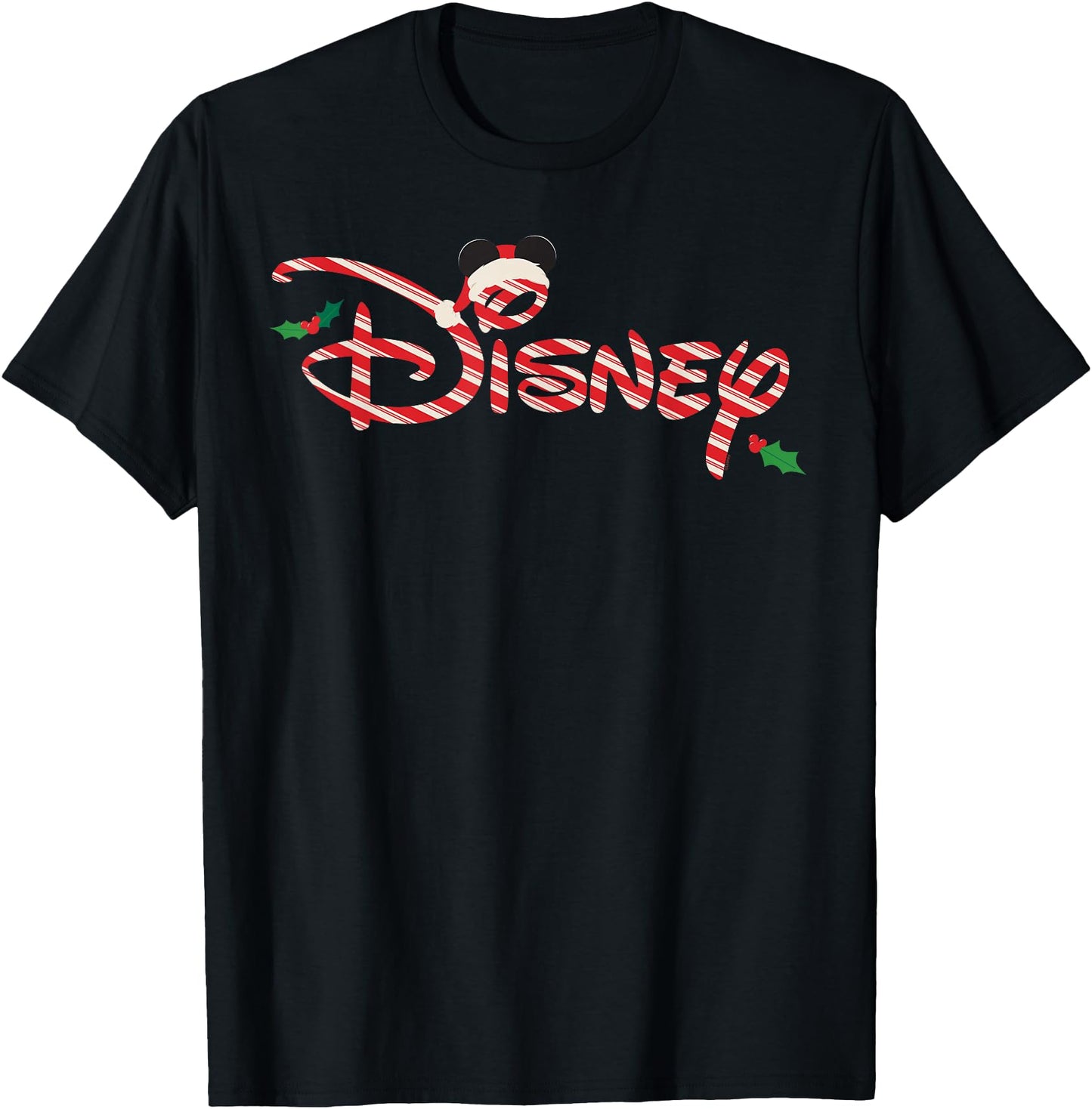 Disney T-Shirt - Christmas Candy Cane Script Logo Holiday Trip