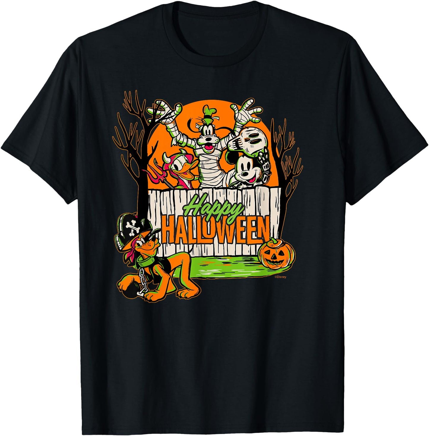 Disney T-Shirt - Mickey Donald Goofy & Pluto Happy Halloween D100