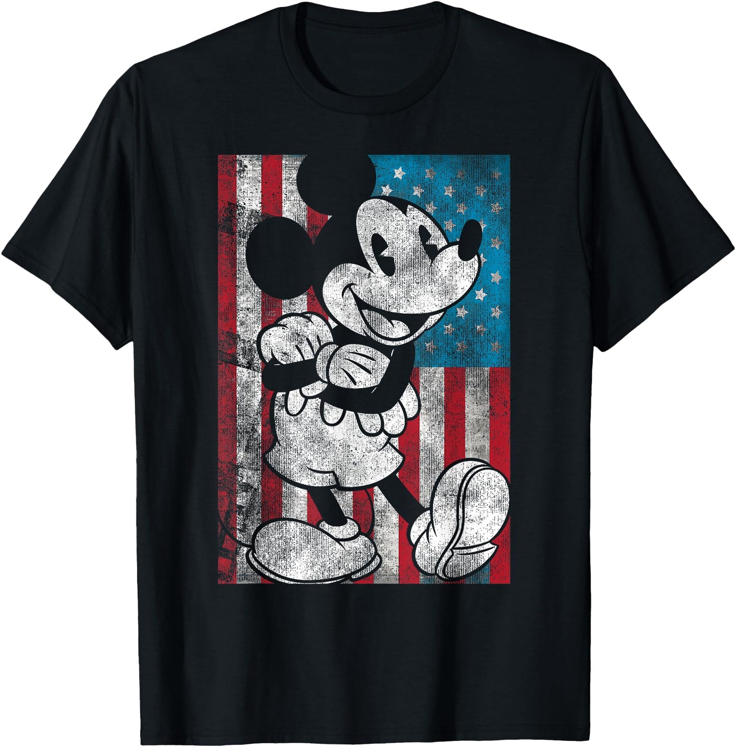 Disney T-Shirt - Mickey And Friends 4th Of July Vintage Flag Portrait