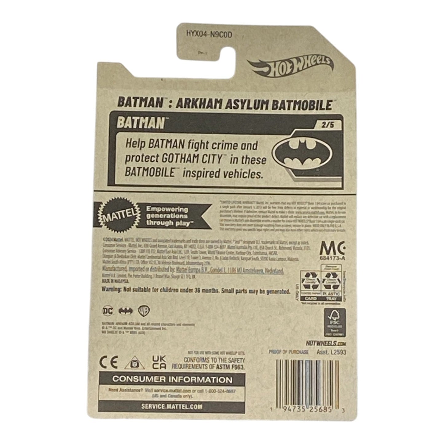 Batman Hot Wheels Arkham Asylum Batmobile - Batman Series 2/5