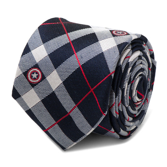Marvel Captain America Blue Plaid Tie
