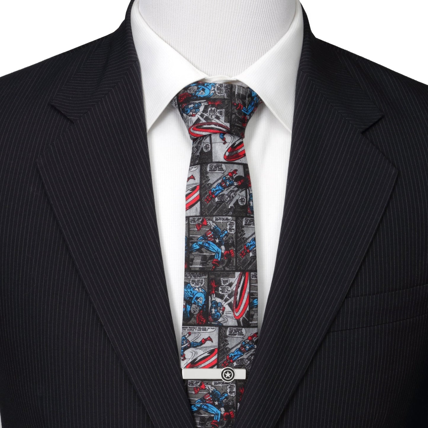 Marvel Captain America Comic Gray Men's Tie