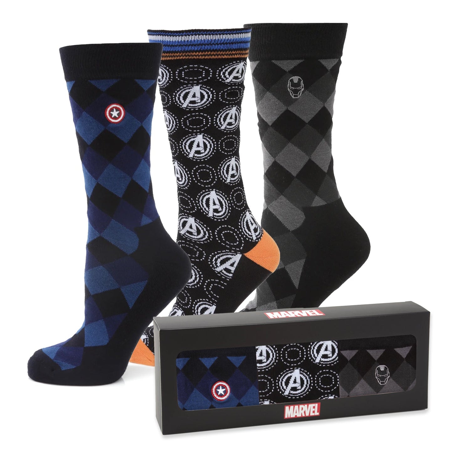 Marvel Argyle 3 Socks Pack and Lapel Pin Gift Set