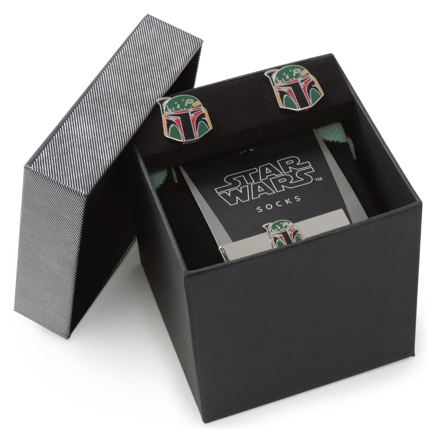Star Wars Boba Fett Cufflinks, Tie Bar, and Dress Socks Gift Set