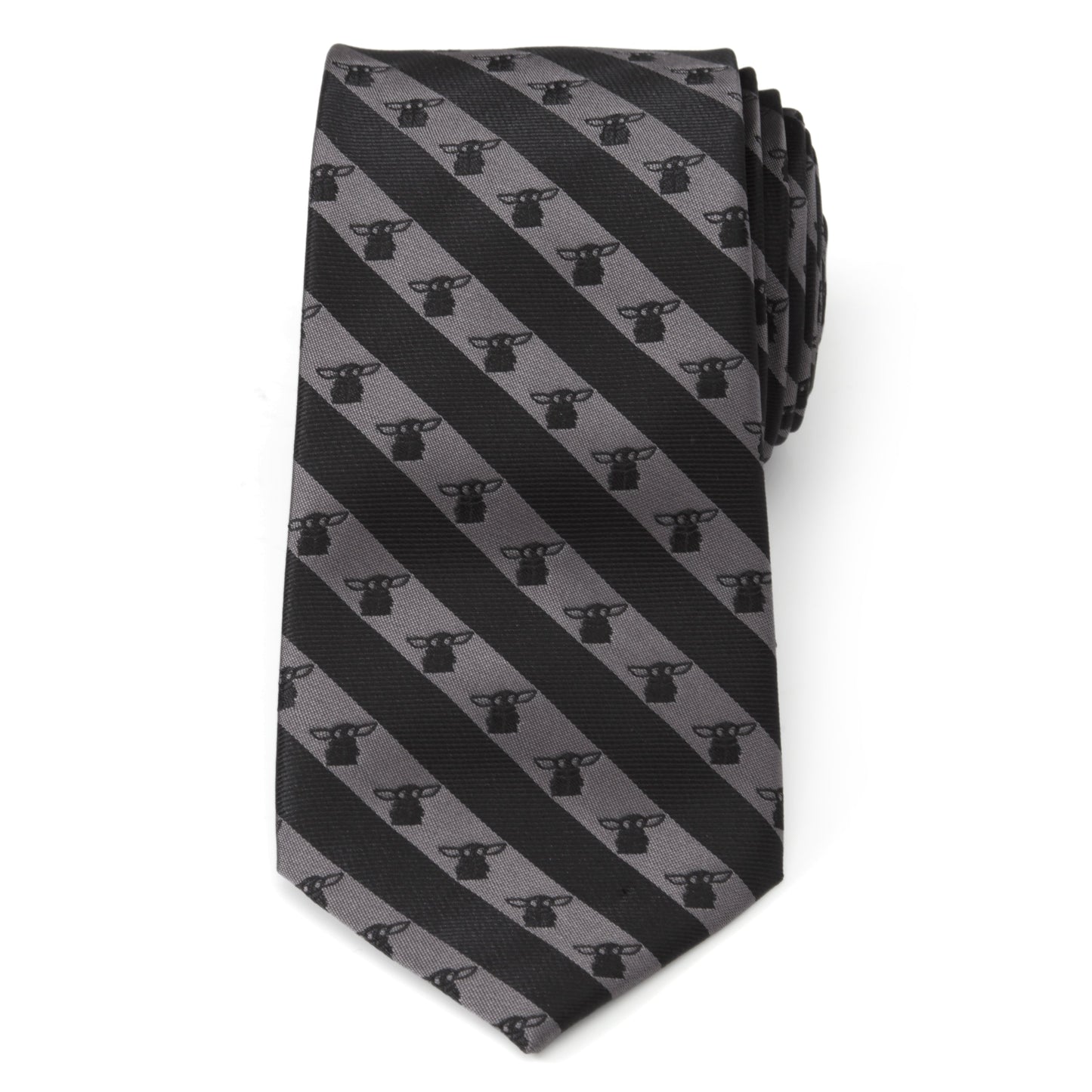 Star Wars Grogu Black and Gray Striped Tie