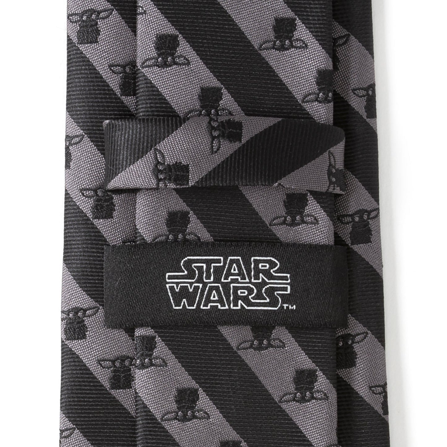 Star Wars Grogu Black and Gray Striped Tie