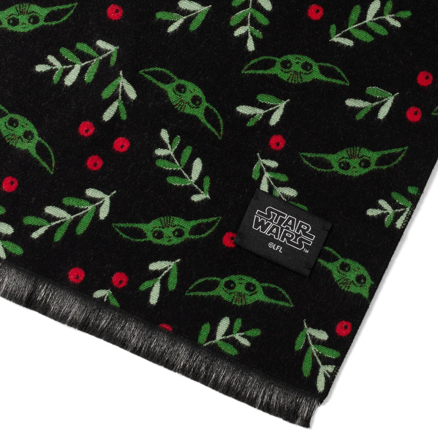 Star Wars Grogu Holiday Black and Green Scarf