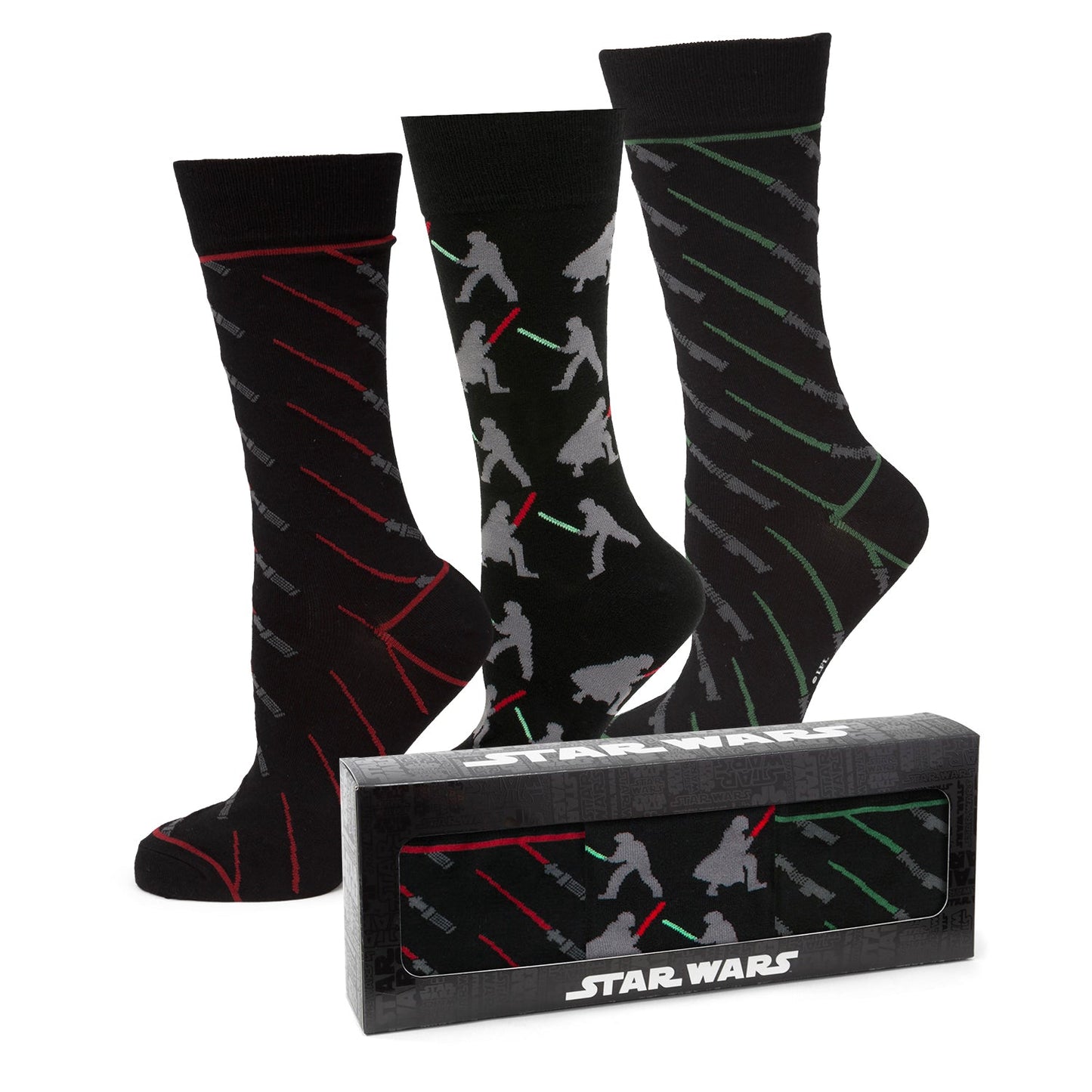 Star Wars LIGHTSABER Battle Dress Socks and Darth Vader Lapel Pin Gift Set