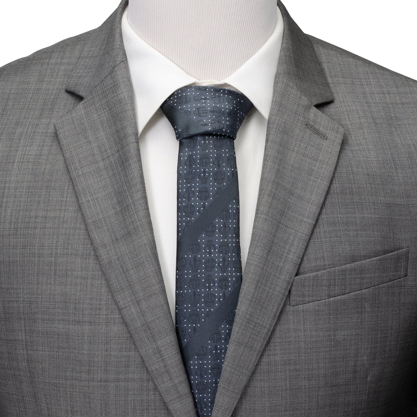 Star Wars Mandalorian Blue Dotted Striped Tie
