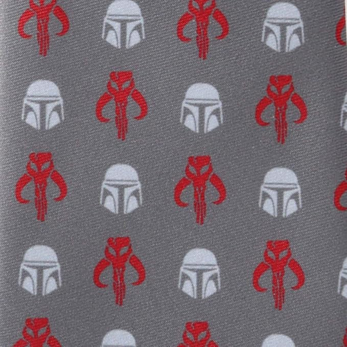 Star Wars Mandalorian and Mythosaur Red and Gray Tie