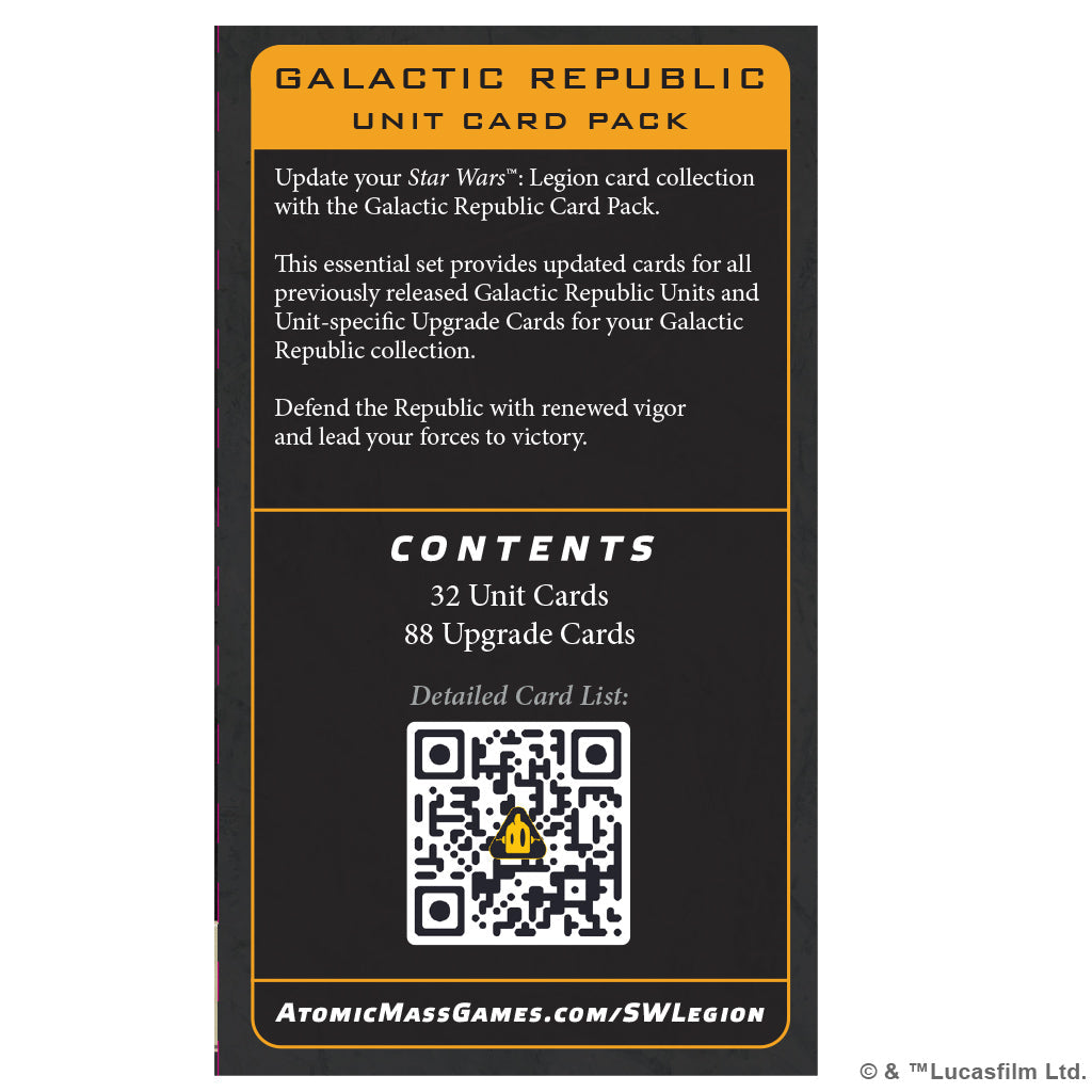 Star Wars Legion: Galactic Republic Unit Card Pack