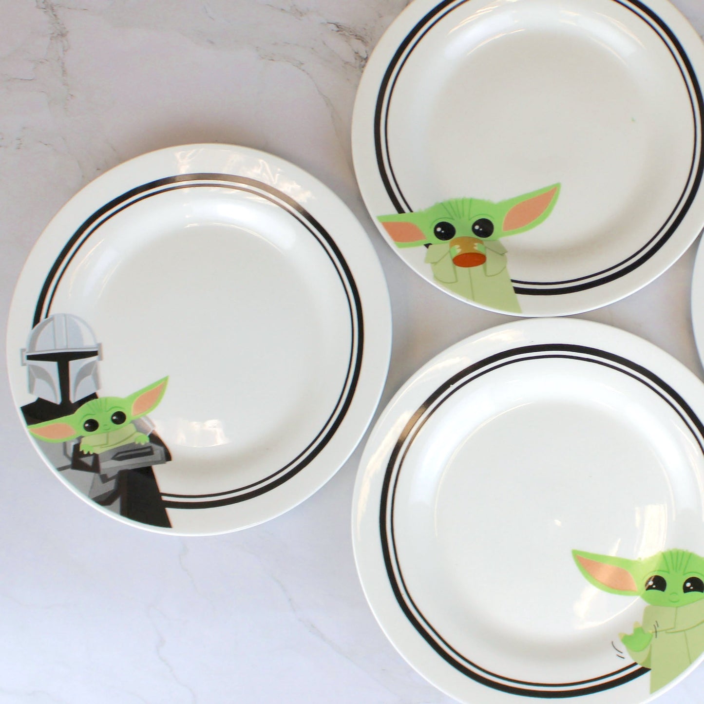 Star Wars Grogu & Mandalorian Ceramic Plate Set 4-Piece