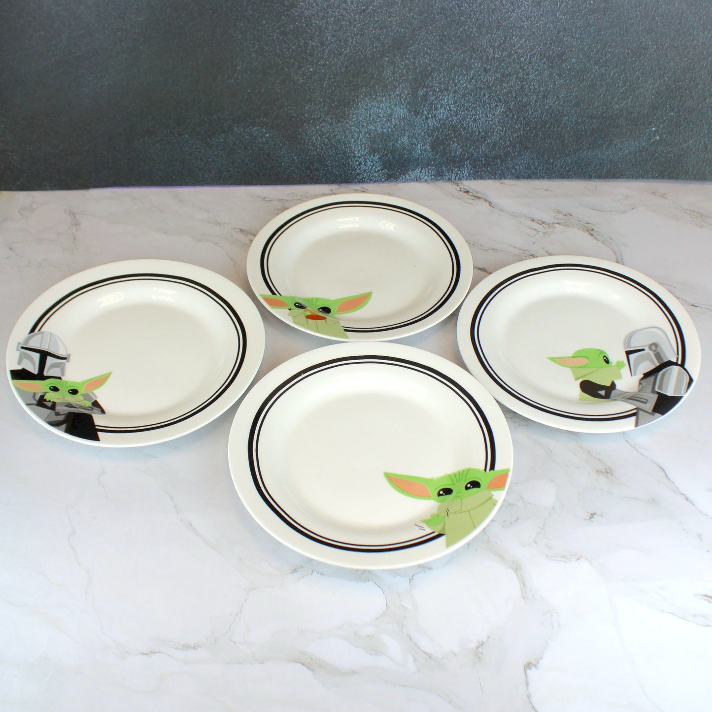 Star Wars Grogu & Mandalorian Ceramic Plate Set 4-Piece