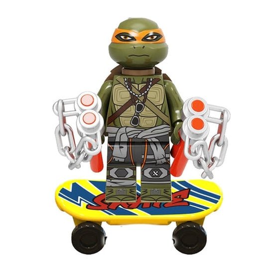 TMNT Lego Custom Minifigure - Michelangelo with skateboard