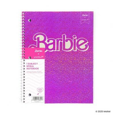 Barbie 1 Subject Wide Ruled Notebook 8x10.5 Hot Pink Logo