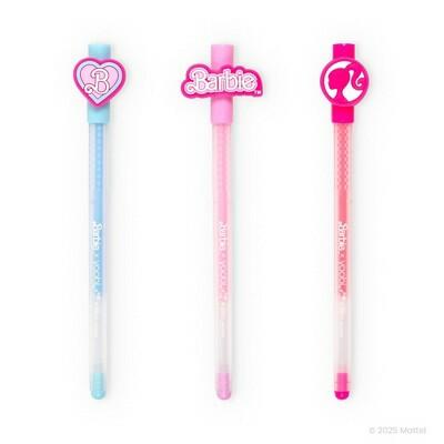 Barbie Gel Pens 3pk Light Blue Light Pink Neon Pink Ink Charms
