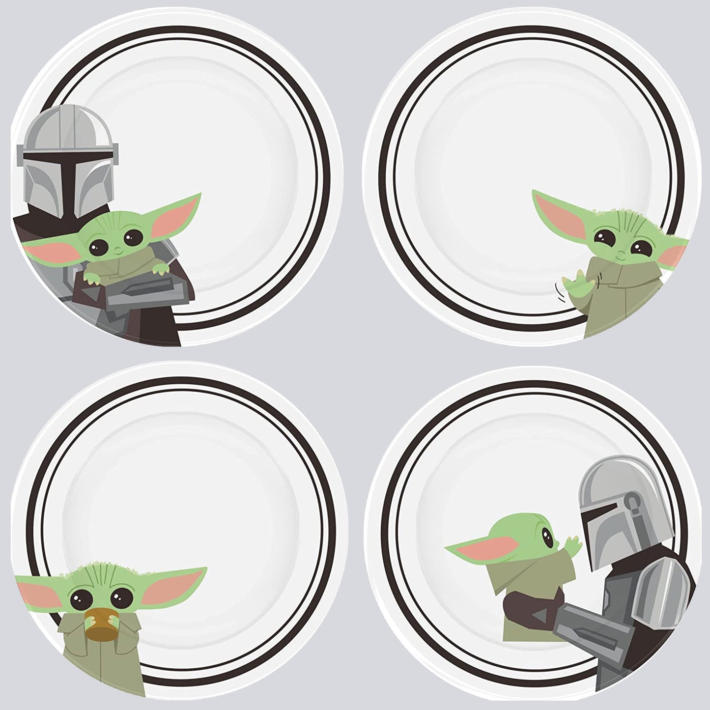 Star Wars Grogu & Mandalorian Ceramic Plate Set 4-Piece