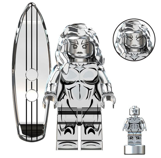 Marvel Lego Custom Minifigure - Silver Surfer with Board (Female)