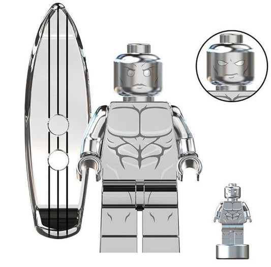 Marvel Lego Custom Minifigure - Silver Surfer with Board