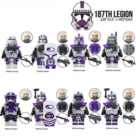 Star Wars Lego Custom Minifigure Set - 187th Legion Clone troopers Set of 8