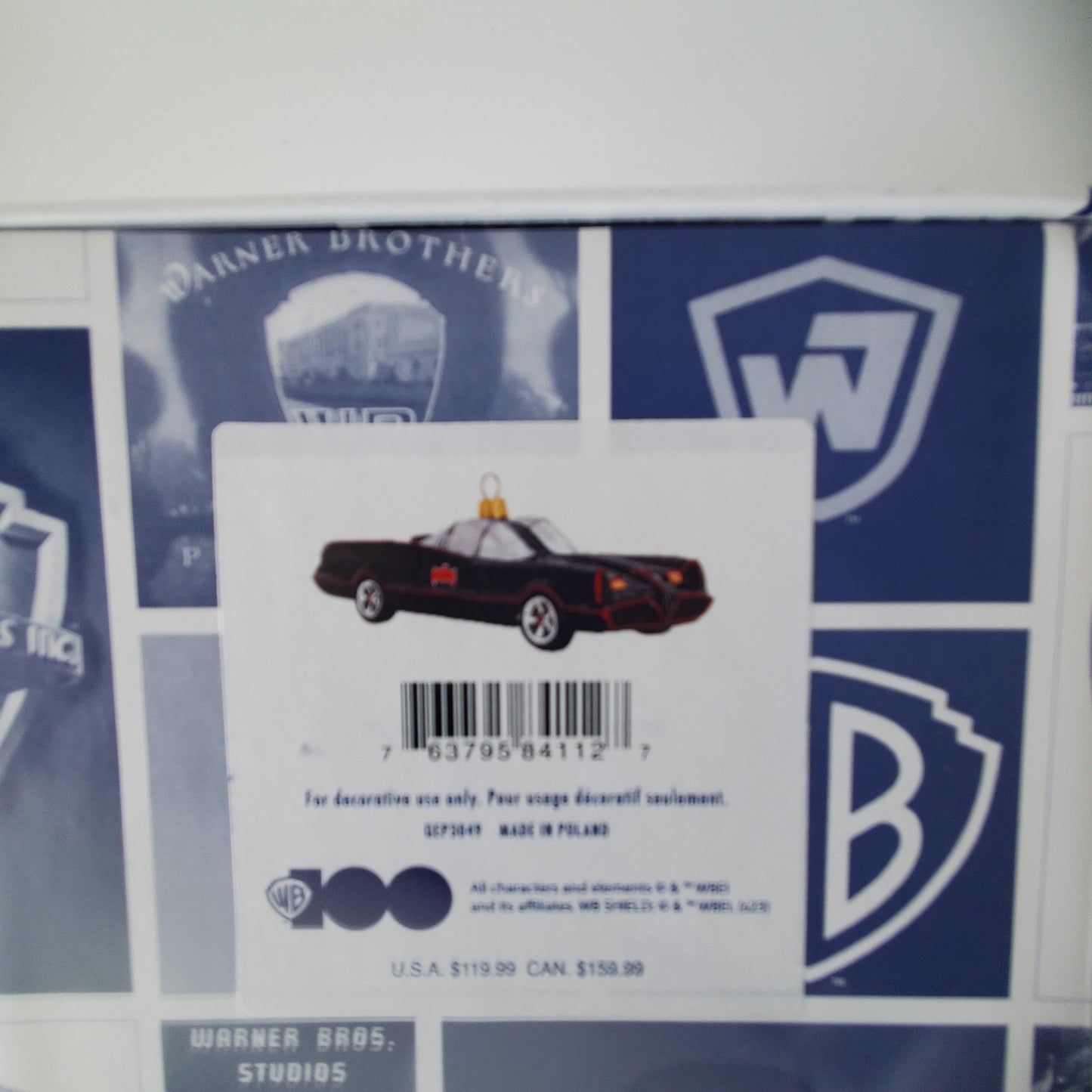 Batman Ornament - 2023 Hallmark Batman TV Series Batmobile Warner Brothers 100th Anniversary