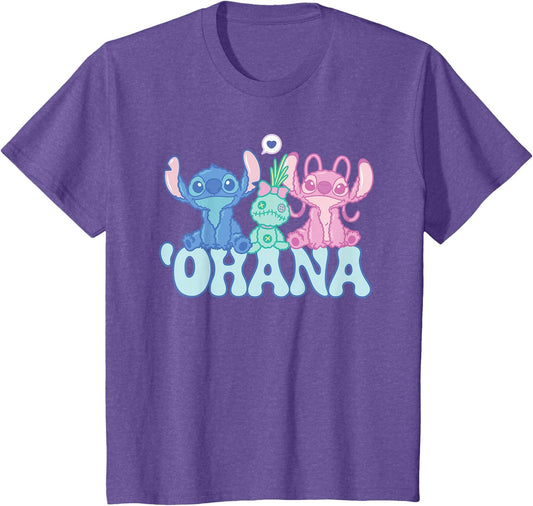Disney Kids T-Shirt - Stitch with Angel & Scrump Fluffy Cute 'Ohana