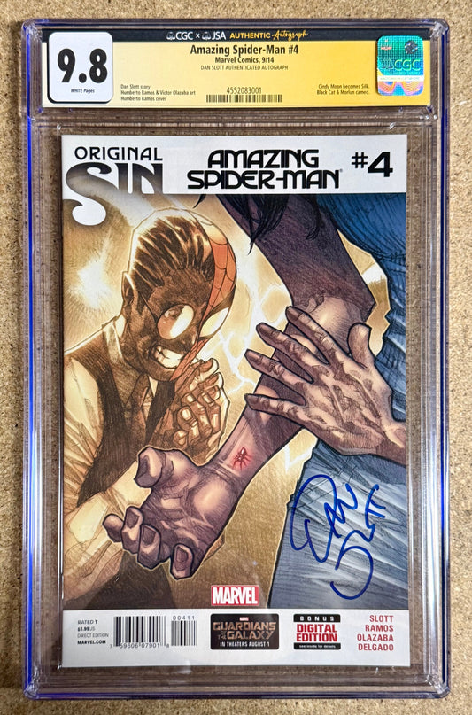 Amazing Spider-Man #4 (Marvel 2014) CGC 9.8 X JSA Authentic Signed Dan Slott