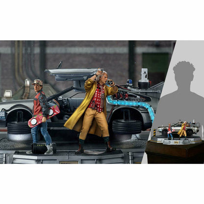 Back to the Future Statue - Iron Studios Back to the Future Part II DeLorean (Full Deluxe Version including Marty McFly and Doc Brown) 1:10 Scale