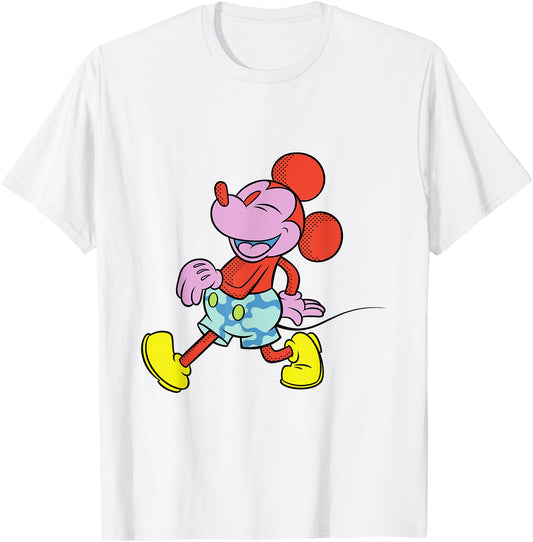 Disney T-Shirt - Mickey Mouse Wild Colors Retro Vintage Walking Pose
