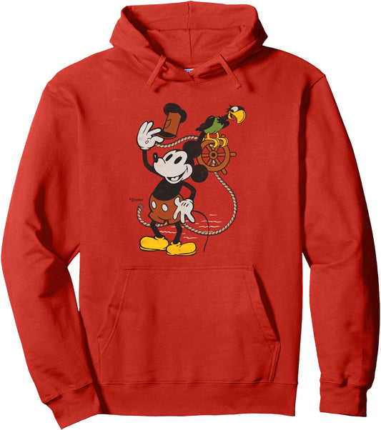 Disney Hoodie - Mickey Mouse Steamboat Willie and Parrot D100 Pullover