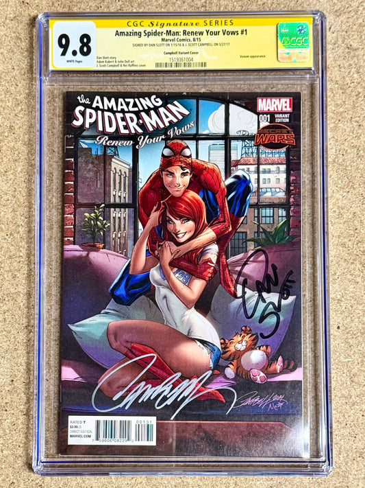 Amazing Spider-Man Renew Your Vows #1 CGC SS 9.8 Signed J Scott Campbell & Dan Slott 1:50 Variant