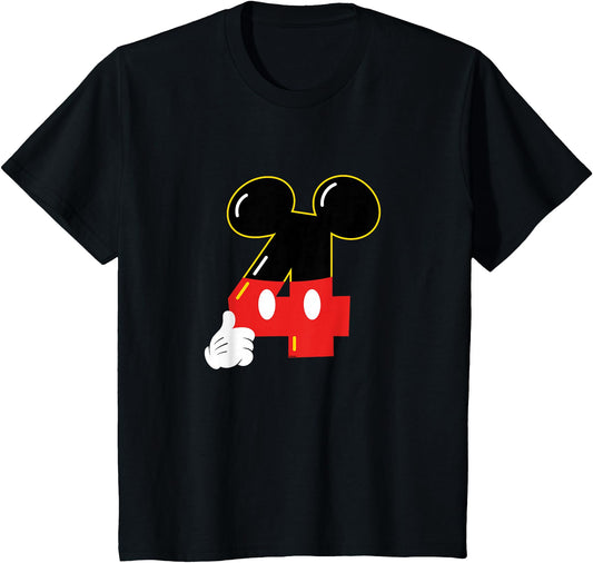 Disney T-Shirt - Mickey Numbers 4 Fourth 4th Birthday Party Gift
