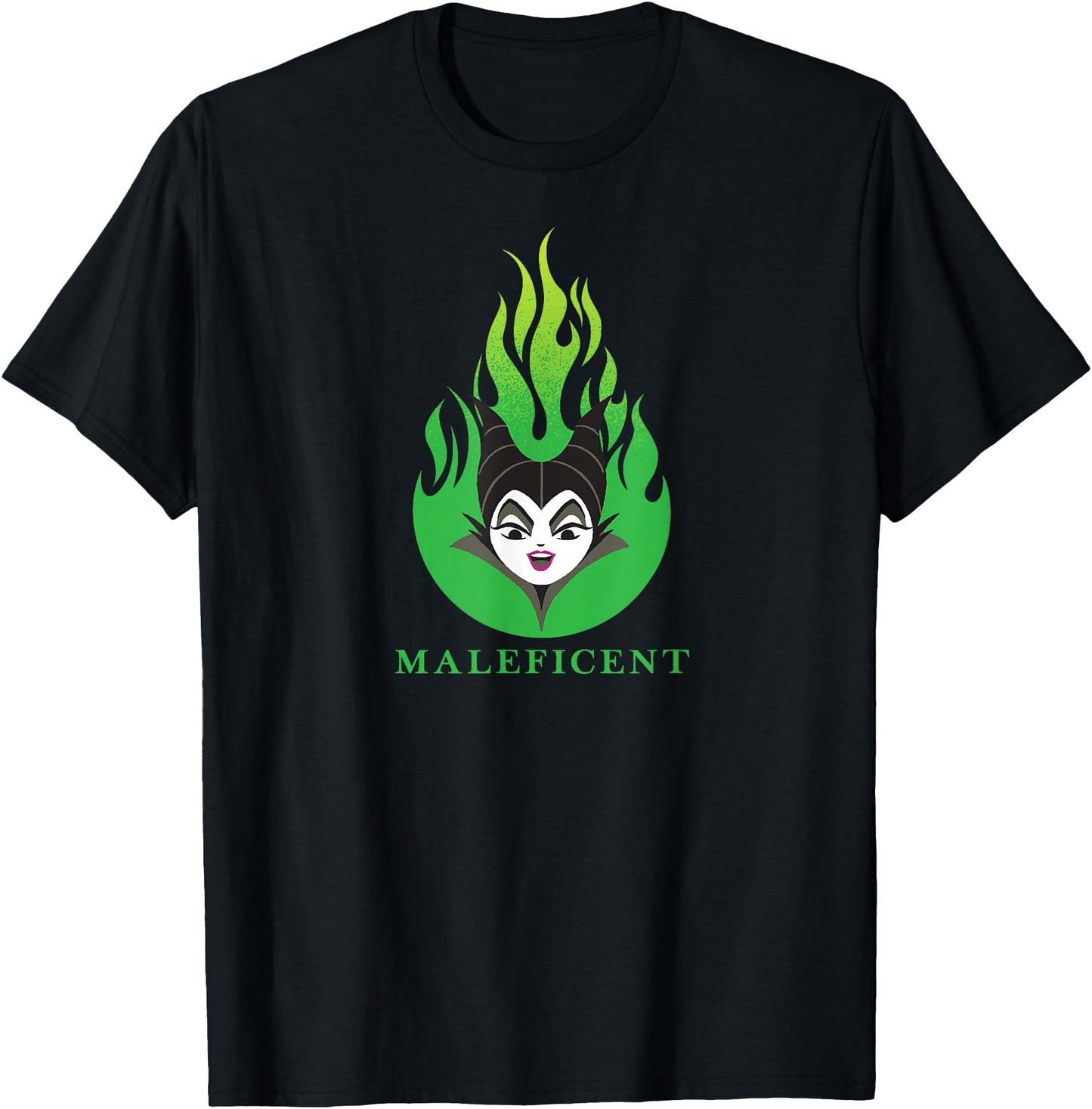 Disney Villains T-Shirt - Kawaii Maleficent Green Flame Chibi