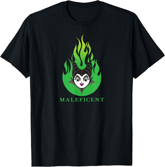 Disney Villains T-Shirt - Kawaii Maleficent Green Flame Chibi