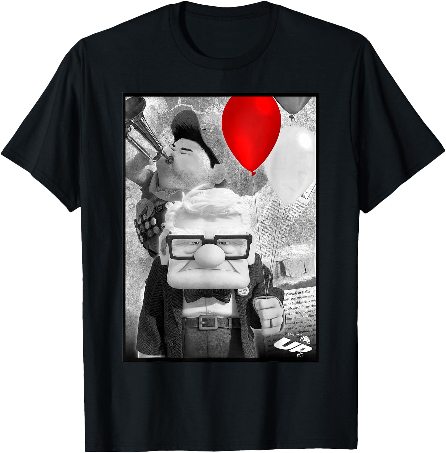 Disney T-Shirt - Up Carl & Russell Vintage Retro Trumpet Picture