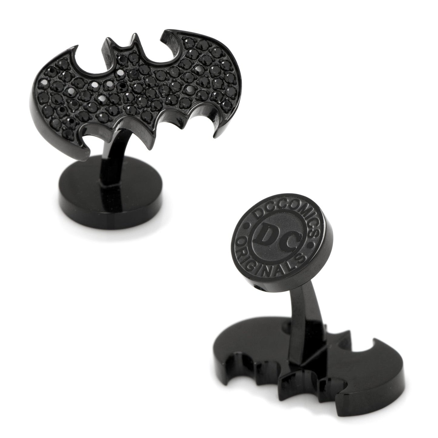 Batman Stainless Steel Black Pave Crystal Cufflinks