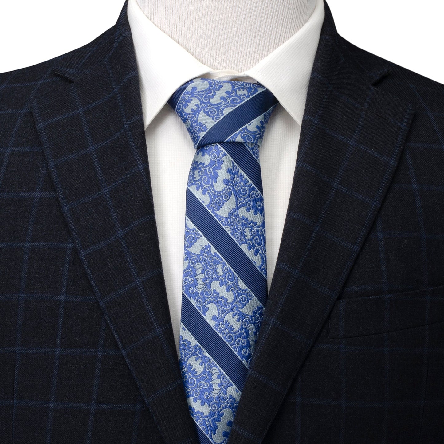 Batman Stripe Multi Emblem Blue Men's Tie