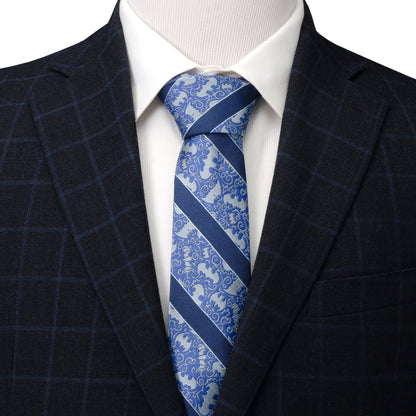 Batman Stripe Multi Emblem Blue Men's Tie