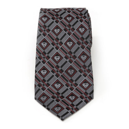 Superman Geometric Gray Silk Men's Tie