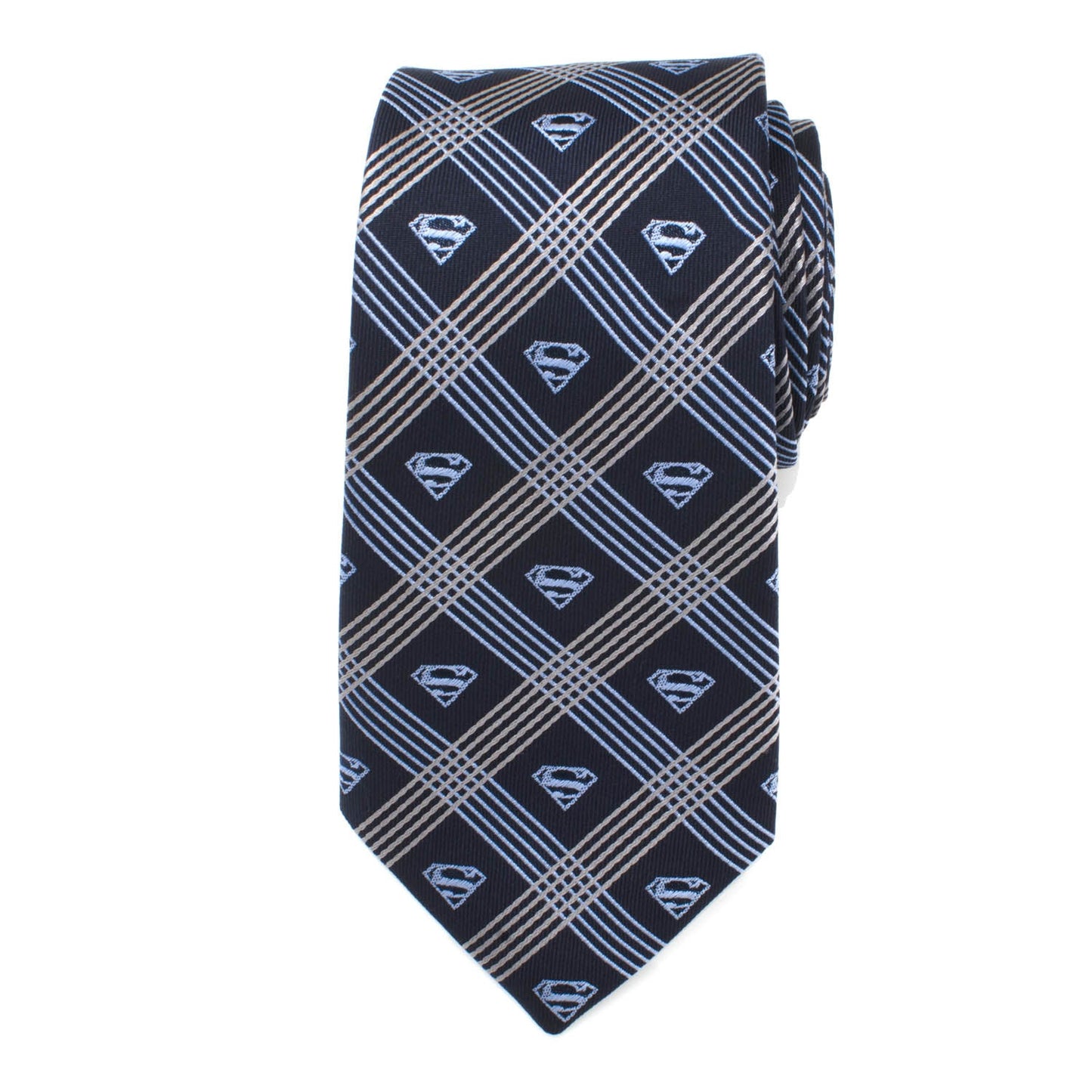 Superman Shield Navy Plaid Mens Tie