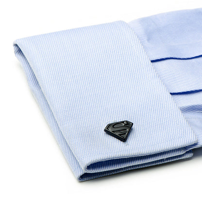 Superman Shield Satin Black Cufflinks