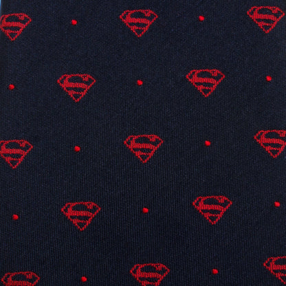 Superman Shield Navy and Red Dot Tie