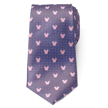 Disney Mickey Mouse Purple and Pink Dot Silhouette Tie