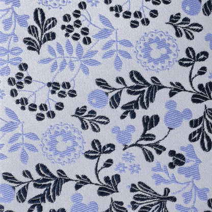 Disney Mickey Mouse Floral Silhouette Blue and White Tie