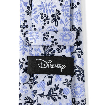 Disney Mickey Mouse Floral Silhouette Blue and White Tie
