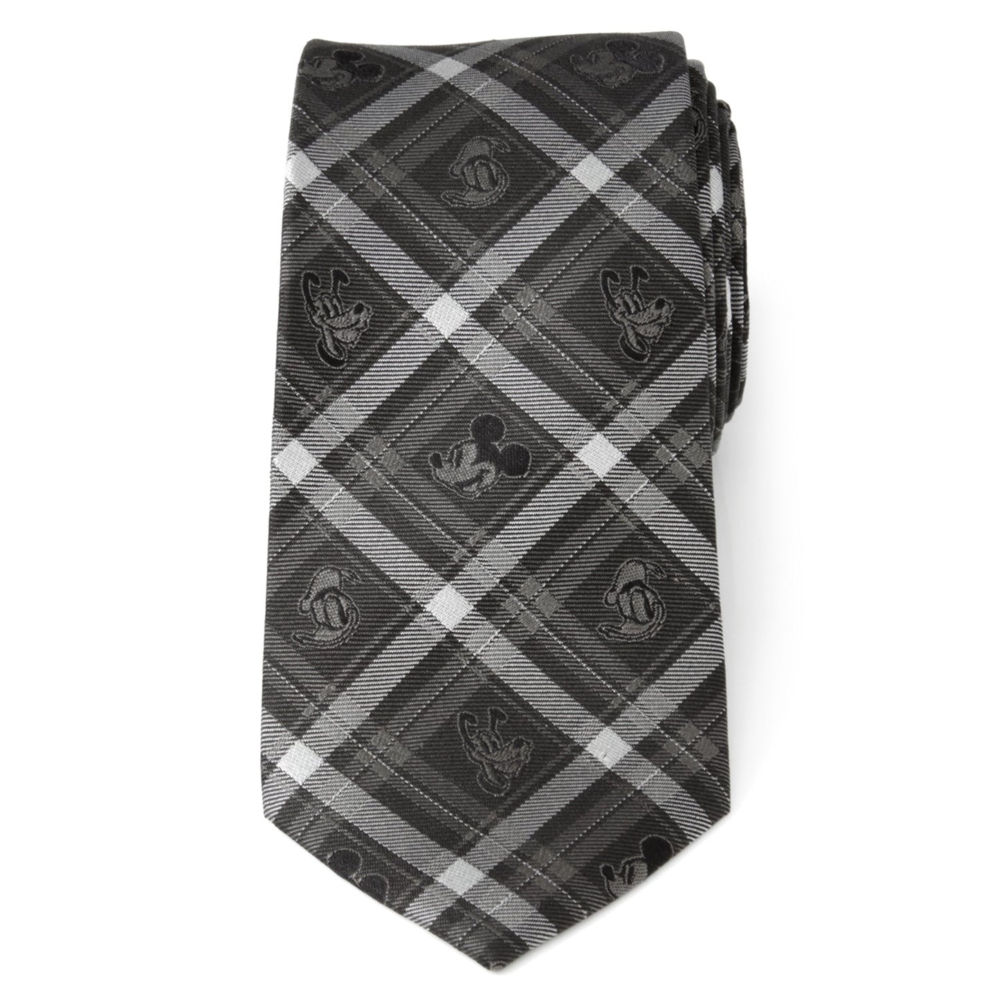 Disney Mickey and Friends Charcoal Plaid Men's Tie