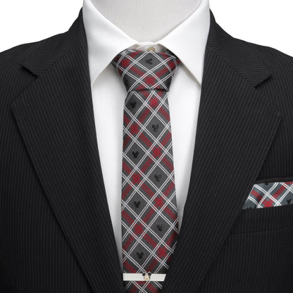 Disney Mickey Mouse Holiday Gray Plaid Silk Men's Tie
